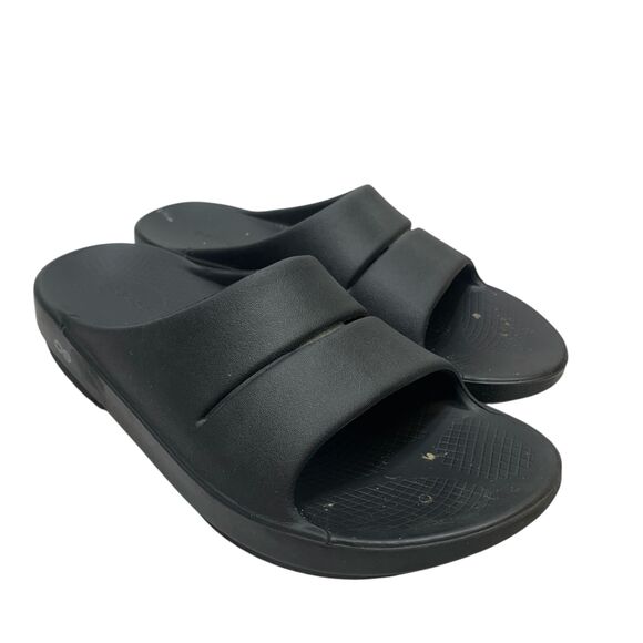 Oofos OOahh Mens 11 Womens 13 Sport Flex Slide Recovery Sandals Black Slides main image 9